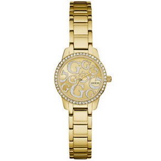 Gold Tone Glitter Dial Bracelet Watch Baguette Crystal Indicies Gift For Her NEW G by GUESS Women main image 2