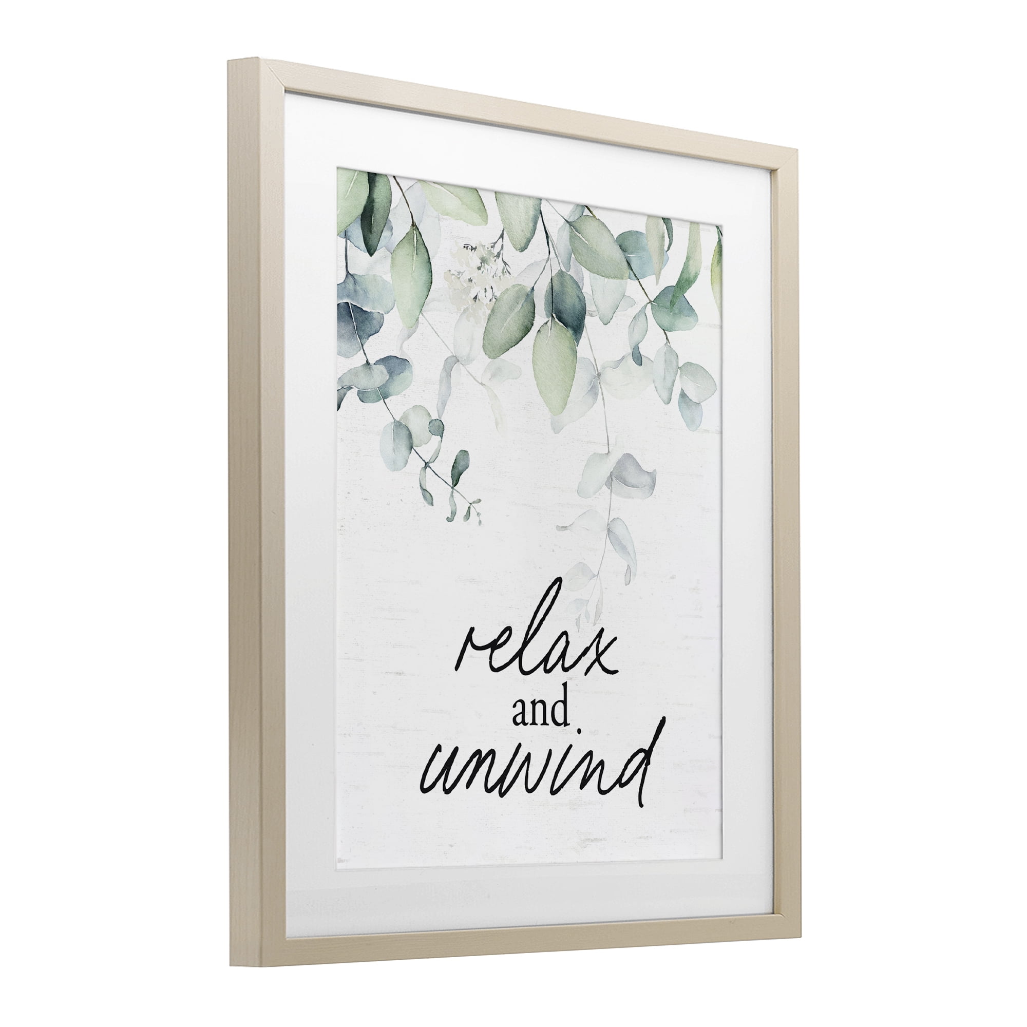 Relax And Unwind Herb Leaves Birch Framed Print Under Glass, design by Lettered and Lined