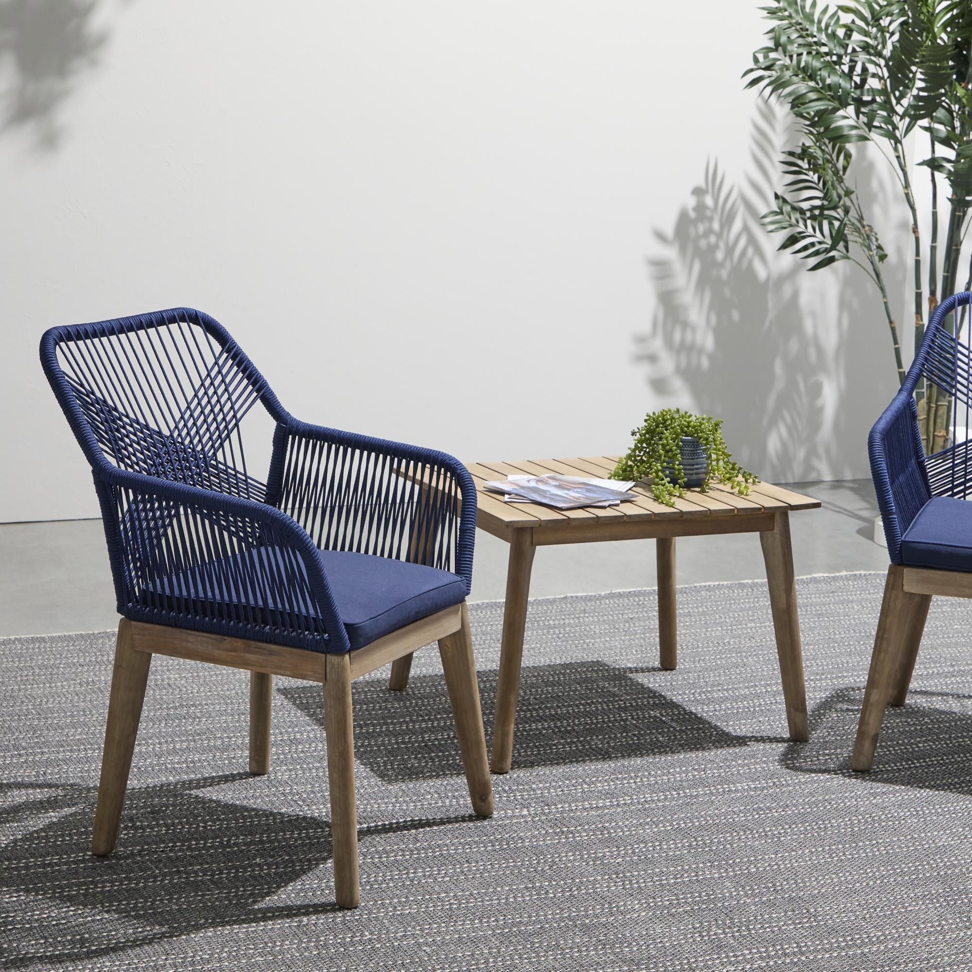 Gap Home Woven Rope Outdoor 3 Piece Conversation Set Navy