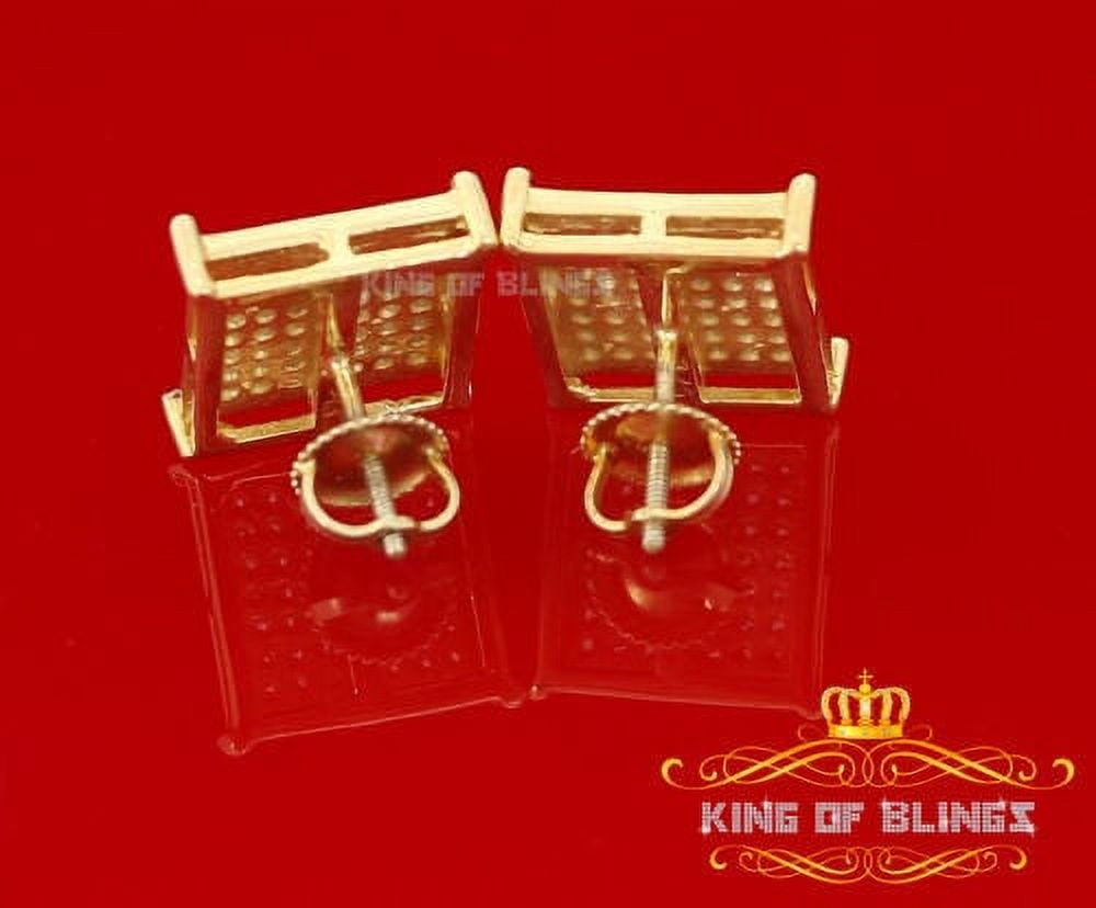 King of Bling's 925 Yellow Silver Hip Hop 0.78ct Cubic Zirconia Women's Square Stud Earrings