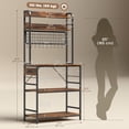 thumbnail image 2 of Rustic Brown 5-Tier Baker's Rack with Power Outlet & LED Light - Kitchen Coffee Bar Station | 31.5"W x 66.9"H | Adjustable Shelving & 10 Hooks, 2 of 7