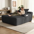 thumbnail image 4 of Yomsum Oversized Single Chaise Lounge Indoor, 47 inch Gray Plush Lounge Chair Chaise with 3 Pillows and Built-in Cup Holders, 4 of 8