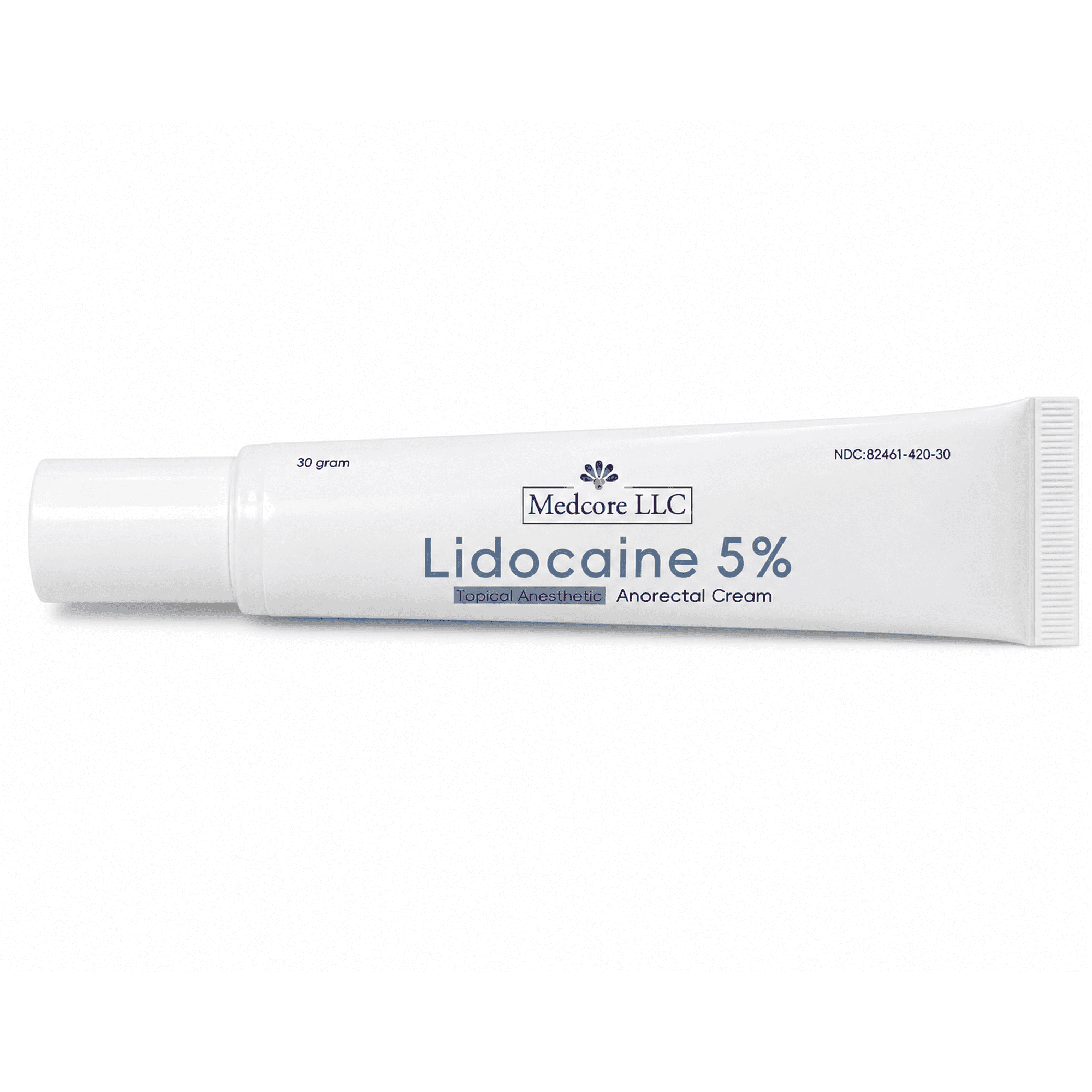 Medcore LLC Lidocaine 5% Topical Anesthetic Anorectal Cream, 30 Gram Tube, Temporary Relief for Local Pain, Soreness, Burning, Itching and Discomfort