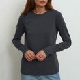 thumbnail image 5 of Wancir Womens Long Sleeve Stretch Crewneck Ribbed T-Shirt Fitted Casual Basic Tops, 5 of 5