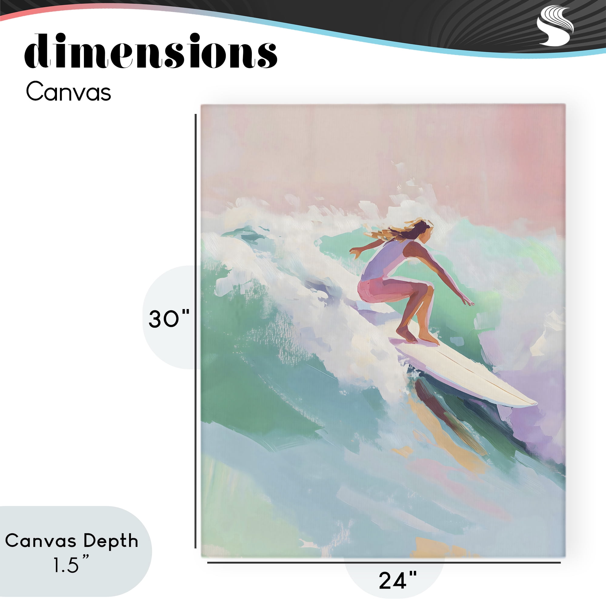 Stupell Industries Surfer Girl Riding Waves Canvas Wall Art, design by The Prints Vibe