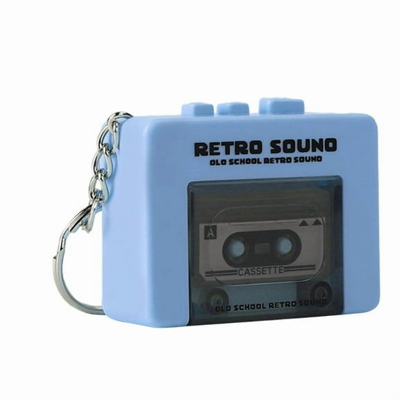 Mini Retro Tape Recorder Keychain Creative Cassette Player Keychain with 3 Songs and Recording Function for Backpacks and Handbags