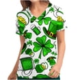 thumbnail image 1 of Fiudx Liquidación de Ahorros de Verano Blusa de Manga Corta con Cuello En V para Mujer, Blusa con Bolsillos Estampados para El Día de San Patricio, Enfermería, 1 of 4