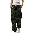 thumbnail image 2 of Teissuly Nouvelle Arrivée Pantalon de Survêtement pour Femmes Mode Halloween Toile d'Araignée Imprimée Taille Élastique Cordon de Serrage Bas Resserré Pantalon Décontracté à la Cheville avec Poches, Taille P-2TG, 2 of 5