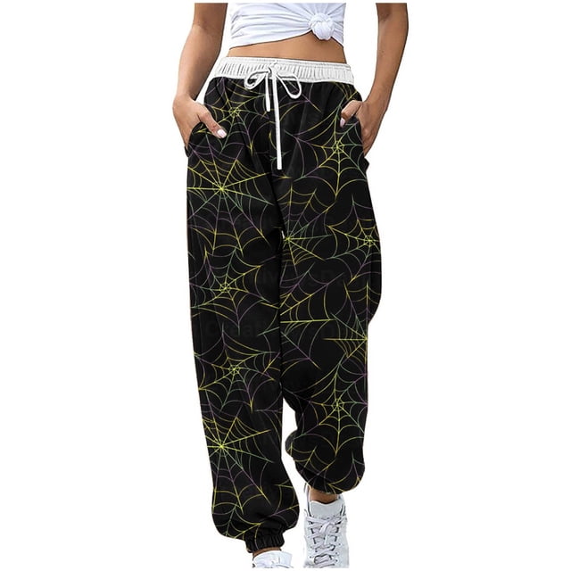 Birdeem Women Loose Casual Halloween Printed Pocket Drawstring Pants