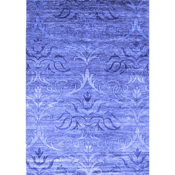 Ahgly Company Indoor Rectangle Abstract Blue Contemporary Area Rugs, 5' x 8'