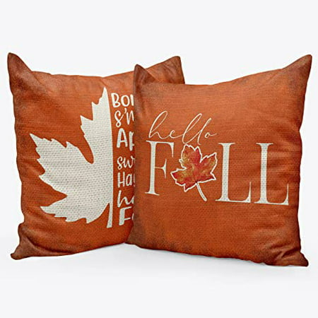 Fall Maple Leaf Rusted Throw Pillow Case 18 x 18 Inch Set of 2 Outdoor Porch Decorative Fall Decor F | Walmart (US)