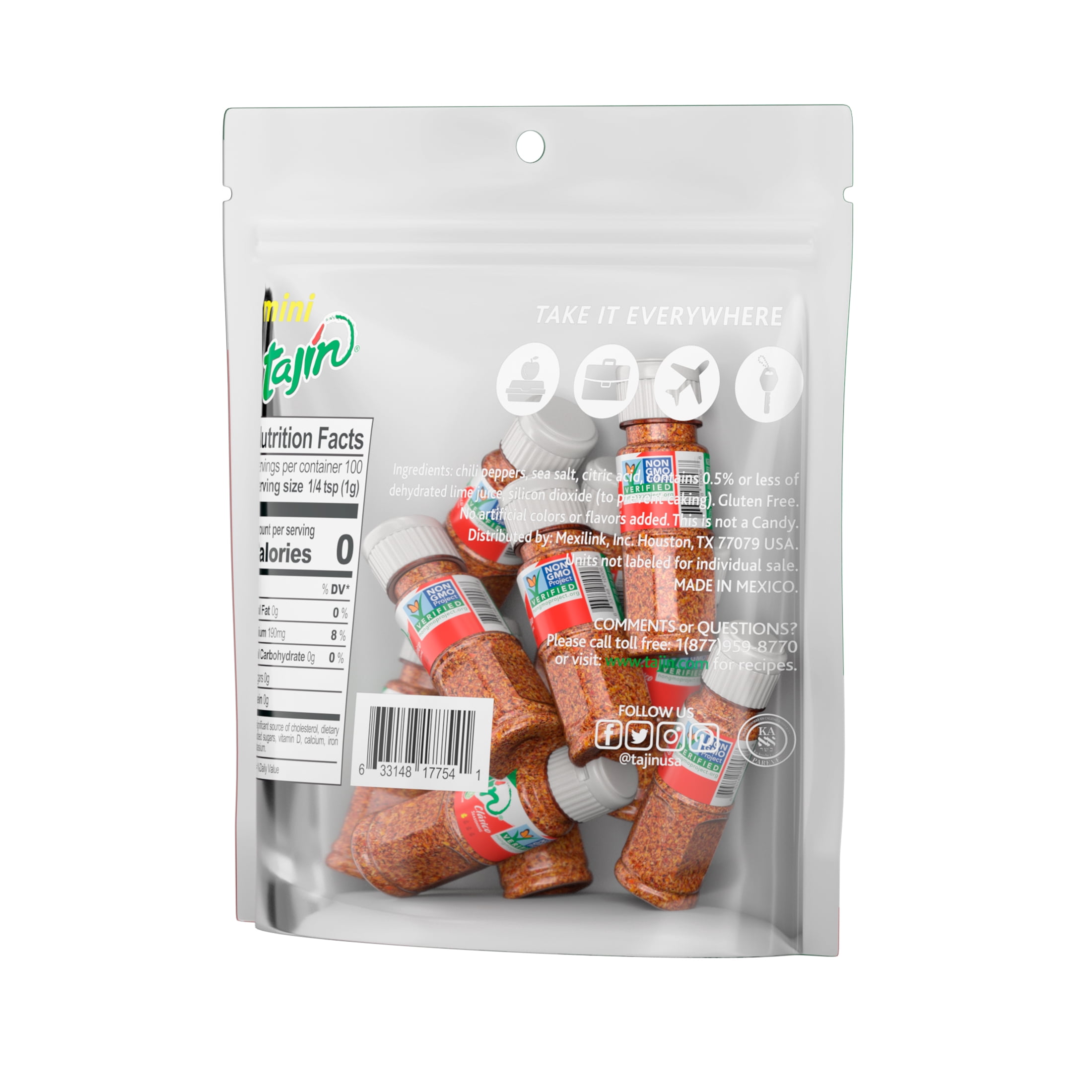 (10 pack) Tajin® Clasico Seasoning, Mexican Chili Lime Seasoning, 0.35 oz Mini Tajin® Bottles