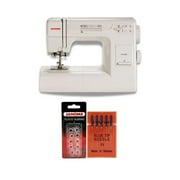 Janome HD3000 Heavy-Duty 18 Built-In Stitches One-Step Buttonhole Sewing Machine Bundle with Needles and Plastic Bobbins (16 Items)