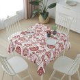 thumbnail image 6 of Boho Red Floral Table Cloth Waterproof Tablecloths, Vintage Farmhouse Paisley Plant Leaf Tablecloth Dining Table Cover for Kitchen Party Tabletop Outdoor, Square Tablecloth 60x60 Inch, 6 of 9