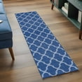 thumbnail image 3 of Runner Rug 2 x 6 Ft, Dark Blue Morocco Washable Non-Slip Floor Mat for Kitchen Hallway/Entryway, Ethnic Abstract Geometric Quatrefoil Grid Long Kitchen Runner Area Rugs for Living Room, Low-Profile, 3 of 8