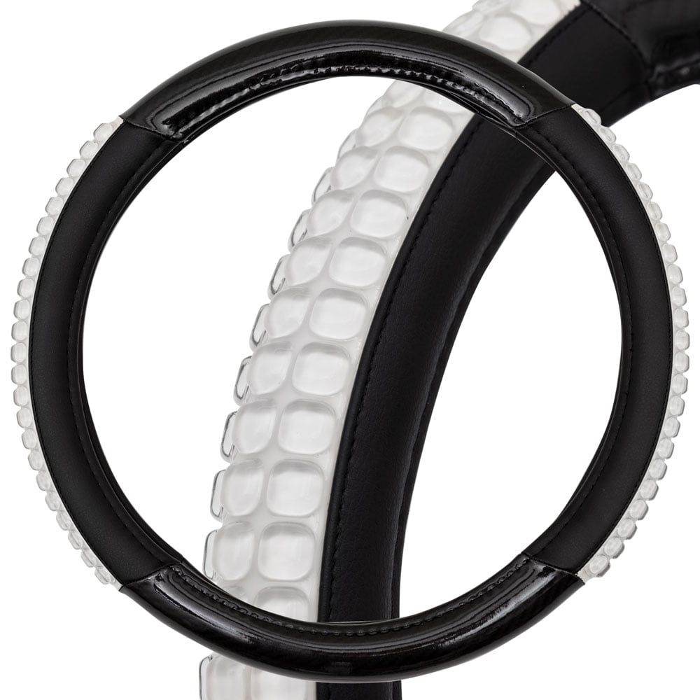 Sharper Image Cooling Gel Grip Steering Wheel Cover Carbon Fiber