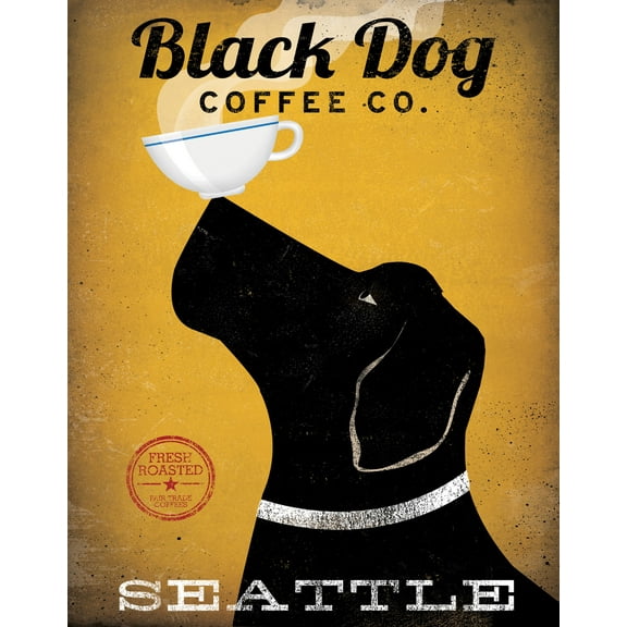 Adorable Black Dog Coffee Company Print Seattle by Ryan Fowler; One 11x14in Paper Poster Print