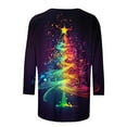 thumbnail image 4 of ‌FDGIU Funny Christmas Shirts for Women - Cute Xmas Tree Print 3/4 Sleeve Blouses, Holiday Tops with Crew Neck, Funny Christmas Tops, 4 of 5