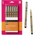 thumbnail image 1 of shiyou-Sakura Pigma Micron Fineliner Pens - Archival Black Ink Pens - Pens for Writing, Drawing, or Journaling - Black Colored Ink - 10 Point Size - 6 Pack, 1 of 4