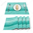 thumbnail image 2 of 4/6 Pcs Placemat Table Mat Turquoise Wooden Board Printed For Tables Heat-insulation Linen Cotton Kitchen Dining Pads Set, 2 of 7