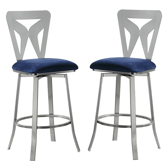 Furniture of America Harper Metal 29-in Barstool-Set of 2, Navy