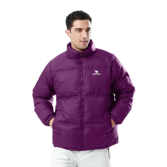 CAMEL Unisex Puffer Coats Jacket Lightweight Men's Womens Down Alternative Packable Winter Outerwear Coats Purple