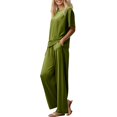 thumbnail image 4 of CQXIDFH Pjs Sets for Women Plus Size Sleepwear Set with Built-in Support Short Sleeve Top with Long Pants Loose Fit Lounge Sets Sleepwear, 4 of 9
