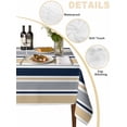 thumbnail image 2 of Khaki Grey Striped Table Cloth, Waterproof Tablecloth for Rectangle Tables, Navy Blue Farmhouse Stripes Abstract Art Reusable Washable Fabric Table Cover for Restaurant Kitchen Dining Tables 52"x70", 2 of 9