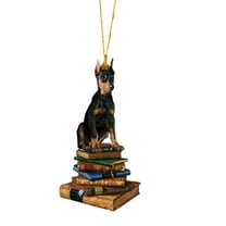 (Clearance) pdqouc Personalized Dog Sit On The Book Wood Ornament, Xmas Ornament- Book Lover Ornament 2D Flat- Memorial Gift for Dog Mom Dad Love Book Dog Ornament Christmas