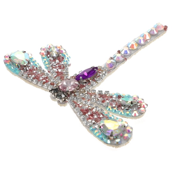 YOSADIER Applique Dragonfly Pink Rhinestone Patch 1Pcs