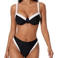 thumbnail image 2 of Xdegoge Bikini Sets for Women Underwire Push Up Top High Cut Bottom Two Piece Bathing Suits Contrast Trim Color Block Smooth Flattering Pool Party, 2 of 7