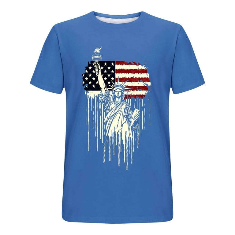 Shirts for Men under $5 Independence Day Printing Short Sleeve