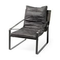 thumbnail image 2 of MercanaHornet II Black Leather Body Metal Frame Accent Chair, 2 of 13