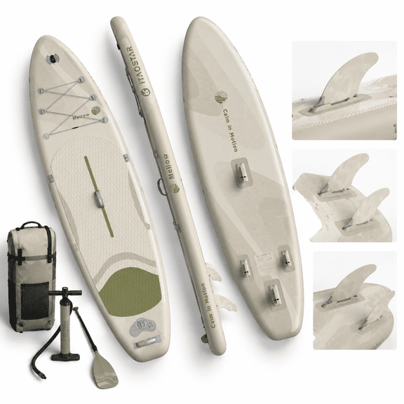 11'x33 Inflatable Stand Up Paddle Board Kit in M01A-Lvory White