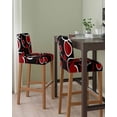 thumbnail image 2 of Black Red Bar Stool Covers Set of 6, White Circle Geometric Abstract Texture Stretch Washable Bar Chair Covers with Backs, Removable Pub Counter Height Chair Cover for Kitchen Dining Room Cafe, 2 of 7
