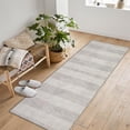 thumbnail image 2 of Modern Easy Area Rug Machine Washable Non-Slip Low Pile Stripe Pattern Rug for Living Room Bedroom Entryway (Gray 2'x6'), 2 of 6