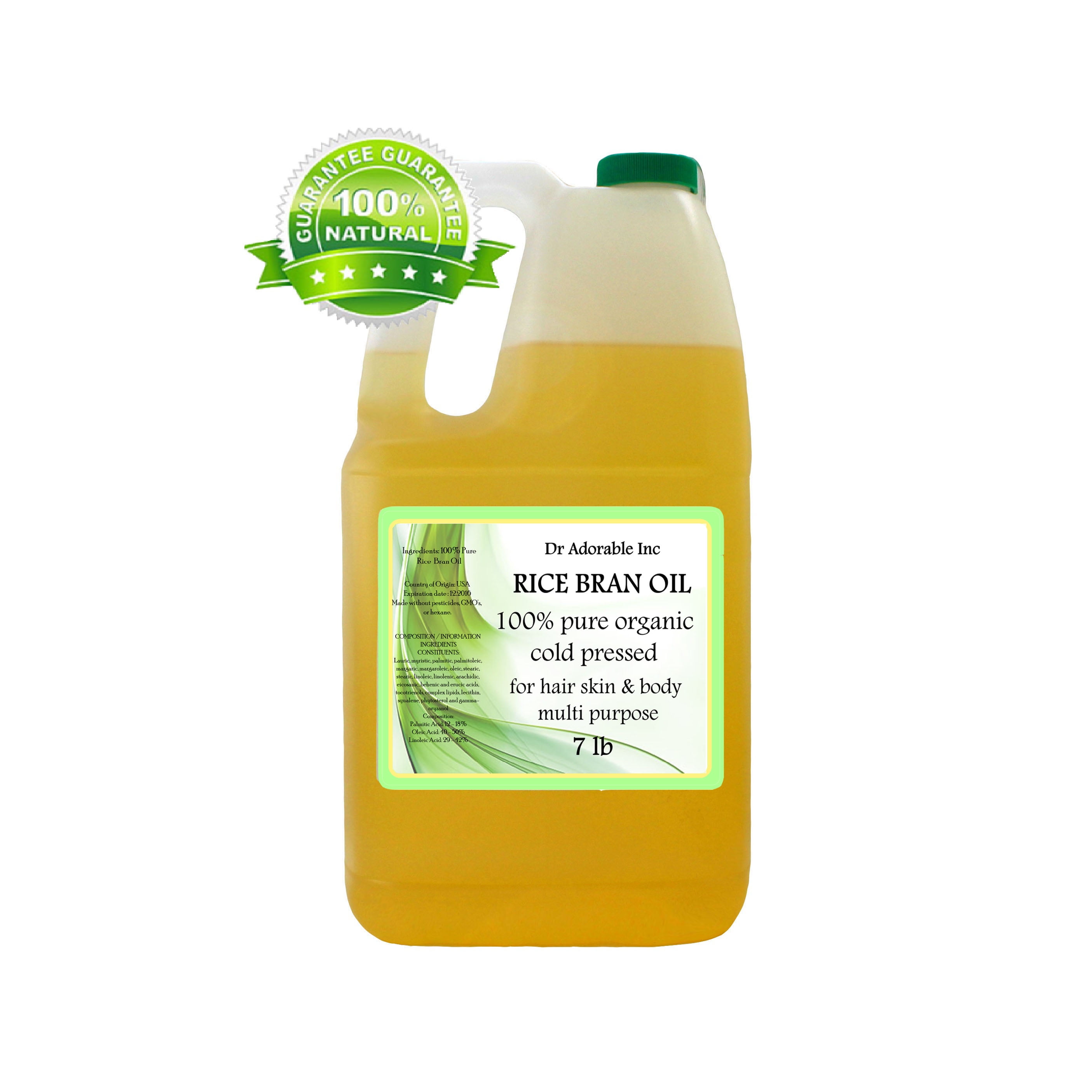 Dr. Adorable 100 Pure Rice Bran Oil Organic Cold Pressed