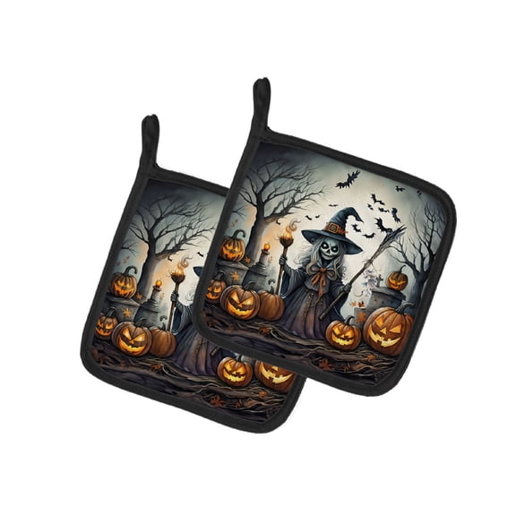 Halloween Pair of Pot Holders 7.5x7.5 Inch Heat Resistant Kitchen Decor