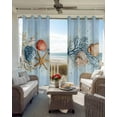 thumbnail image 4 of Blackout Curtains for Bedroom, Blue Coastal Room Darkening Window Drapes for Living Room, Summer Nautical Beach Conch Starfish Coral Thermal Insulated Grommet Curtains, 27.5x39 inch, 2 Panels, 4 of 9