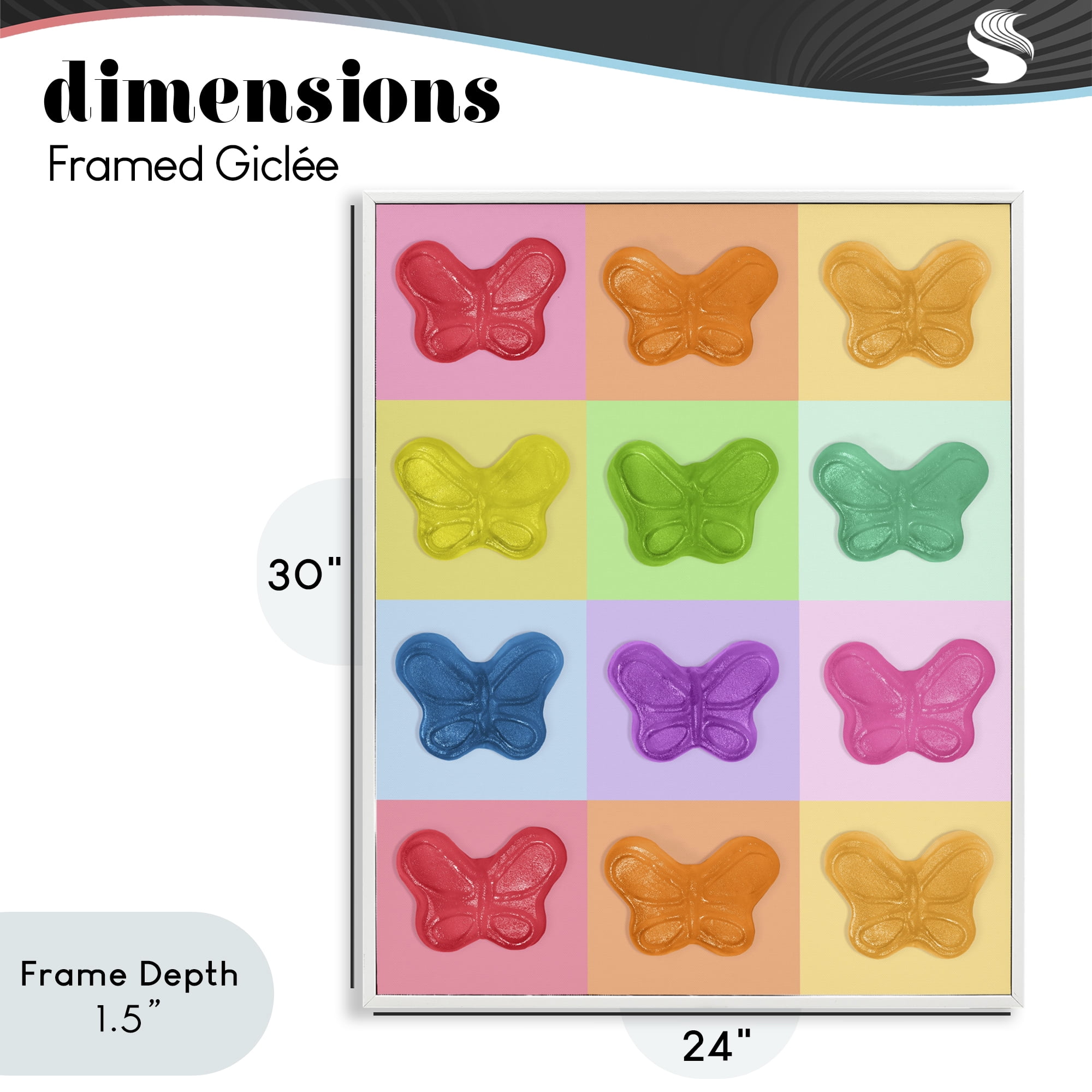 Stupell Industries Colorful Butterflies Candy White Framed Giclee Art, design by LISH Creative