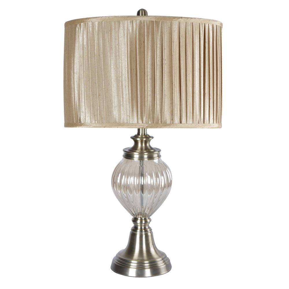 Silver And Clear Glass Frame Gold Fabric Shade Walmart Com Walmart Com