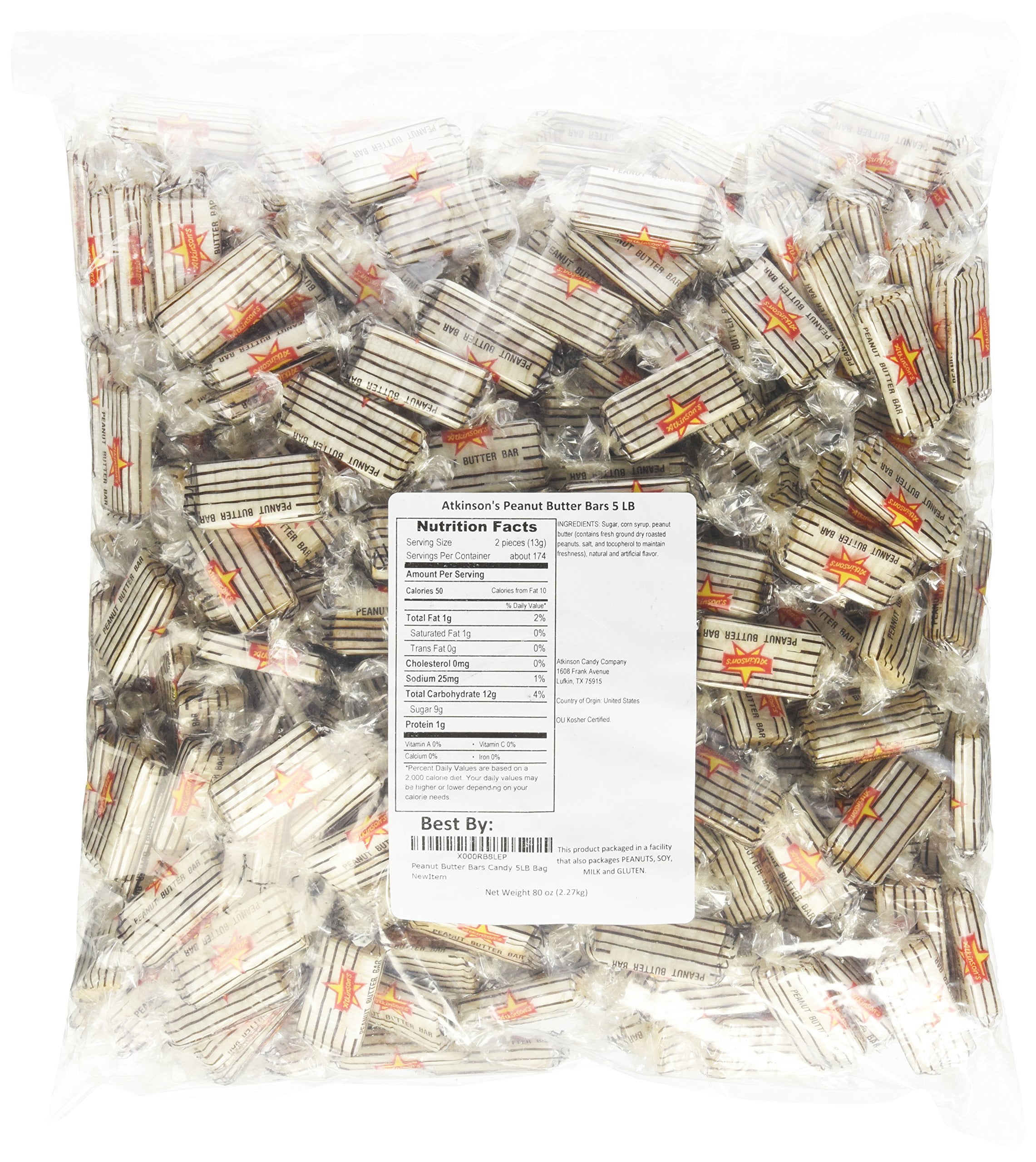 Peanut Butter Bars Candy 5LB Bag by Atkinson 5 Pound NEW