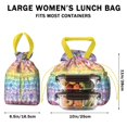 thumbnail image 5 of Pioneer Flower Drawstring Lunch Bag Women - Drawstring Lunch Bag Insulated for Work Office - Stain-Resistant Large Lunchbags for Women with Multi-Pockets, 5 of 6
