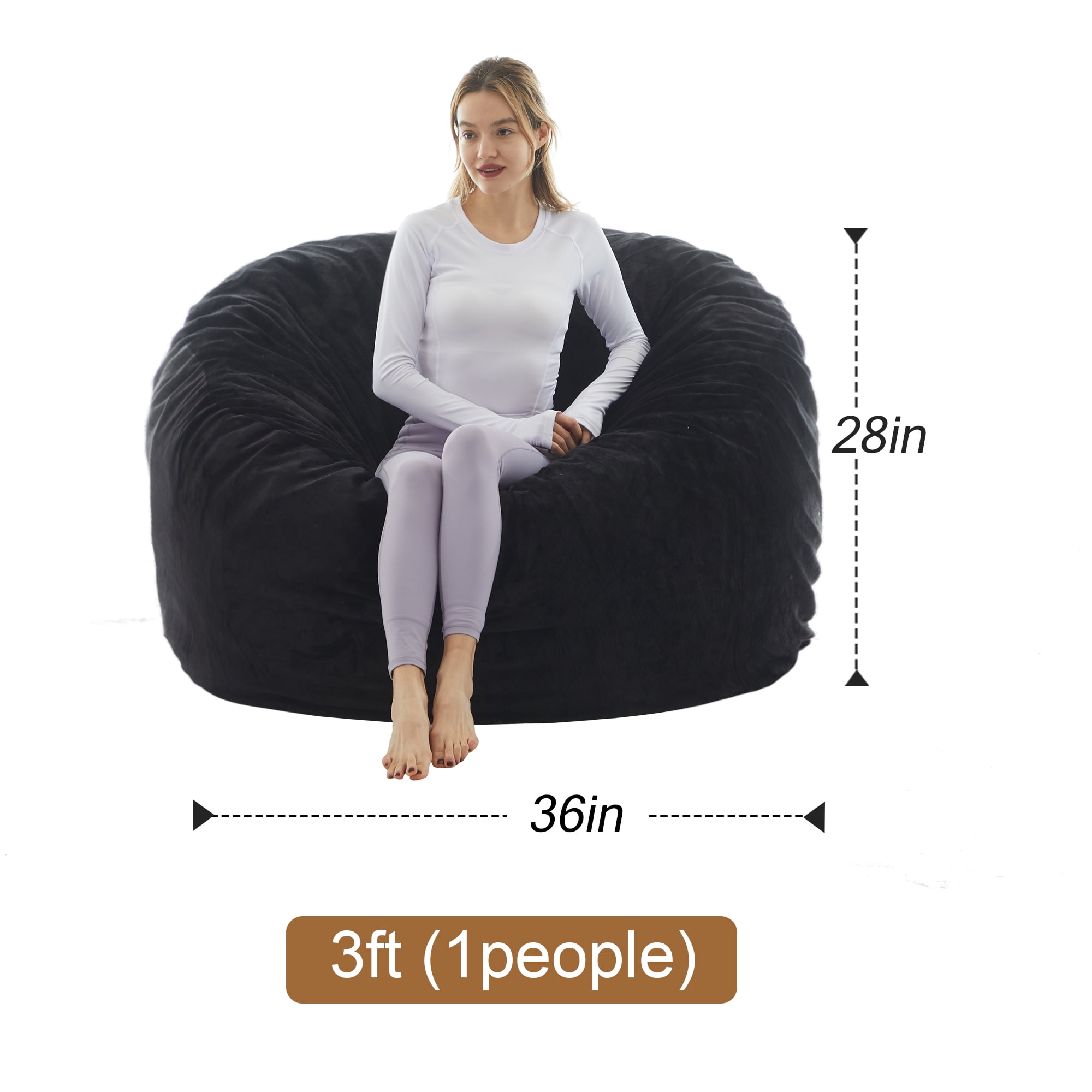 LaoGeoRon 3ft Bean Bag Chair for Adults with Filling,Memory Foam Lazy Beanbag Sofa with Removable Washable Flannel Cover