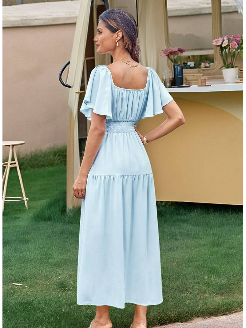 princess polly baby blue dress Square Neck Women's Short Sleeve Casual Dresses Women's Floral Short  Sleeve Square Neck Boho Casual Dress Target