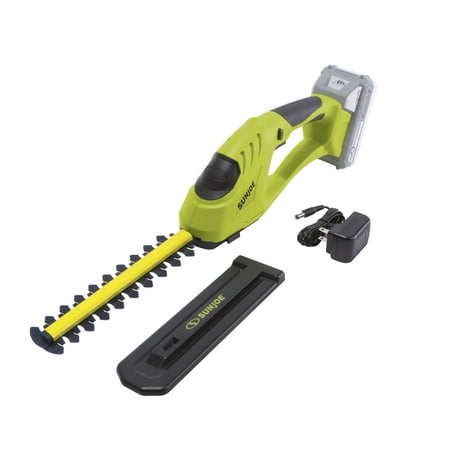 Sun Joe - 24-Volt iON+ Cordless Handheld Shrubber + Trimmer Kit with 2.0-Ah Battery and Charger - Green