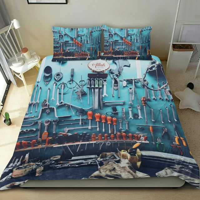 Herramientas Conjunto de sábanas temático, trío de piezas, cómodo y amigable con la piel, diseño único, regalo de decoración para el hogar para familiares, amigos y fans, 90 cm * 190 cm
