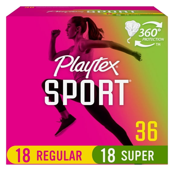 Playtex Sport Tampons, Unscented, Regular/Super (36 Count)