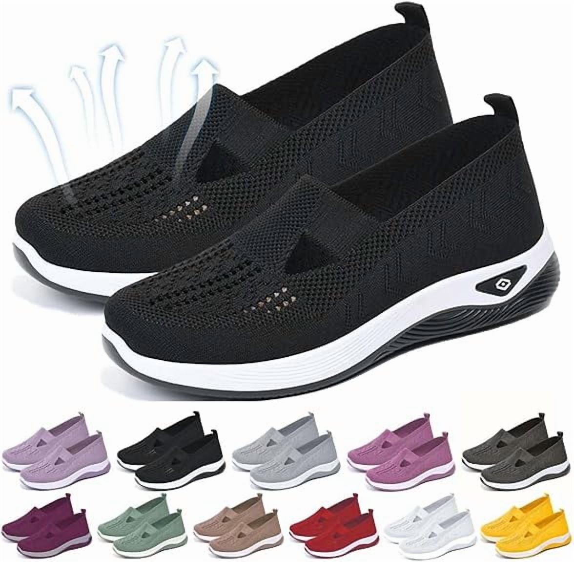 Orthopedic Shoes for Women, Women Wide Width Breathable Walking Comfortable Slip on Sneakers, Non Slip Food Service Lightweight Sneaker, Nurse Shoes Arch Support Sneakers