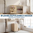 thumbnail image 4 of Sewing Table with Lockable Wheels, Folding Craft Station with Storage Shelves, Storage Trays, Pegs,Magnetic Locks,Multipurpose Sewing Machine Desk for Small Spaces, 4 of 8